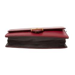 Pre Owned Fendi Burgundy Leather Wallet On Chain 