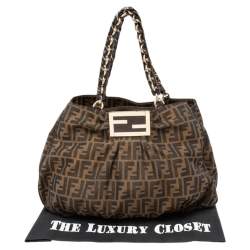Pre Owned Fendi Tobacco Zucca Canvas Mia Shoulder Bag