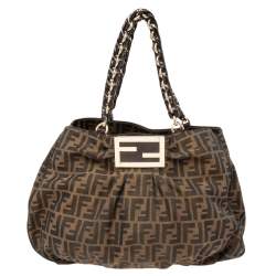 Pre Owned Fendi Tobacco Zucca Canvas Mia Shoulder Bag