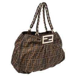 Pre Owned Fendi Tobacco Zucca Canvas Mia Shoulder Bag
