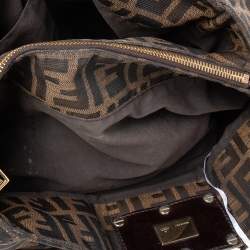 Pre Owned Fendi Tobacco Zucca Canvas Mia Shoulder Bag