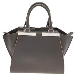 مملوكة مسبقًا Fendi Dark Khaki Leather Mini 3Jours Tote
