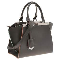 مملوكة مسبقًا Fendi Dark Khaki Leather Mini 3Jours Tote