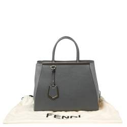 Pre Owned Fendi Grey Leather Medium 2Jours Tote