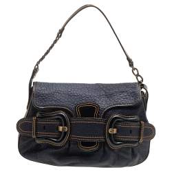 Pre Owned Fendi Dark Blue Patent and Leather B Bis Shoulder Bag