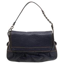 Pre Owned Fendi Dark Blue Patent and Leather B Bis Shoulder Bag