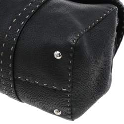 Pre Owned Fendi Black Selleria Leather Linda Flap Satchel
