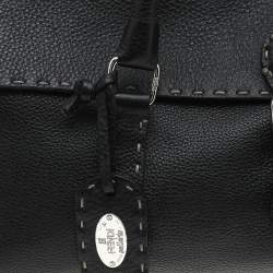 Pre Owned Fendi Black Selleria Leather Linda Flap Satchel
