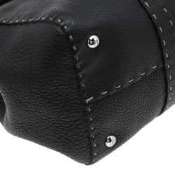 Pre Owned Fendi Black Selleria Leather Linda Flap Satchel
