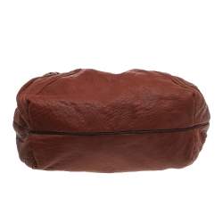 Pre Owned Fendi Brown Textured Leather Braided Handle Spy Hobo