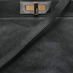 Pre Owned Fendi Black Leather Large Peekaboo Top Handle Bag