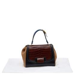 Fendi Multicolor Leather And Crocodile Silvana Satchel