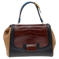 Fendi Multicolor Leather And Crocodile Silvana Satchel