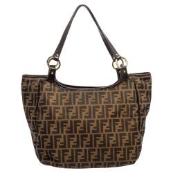 Pre Owned Fendi Tobacco Zucca Canvas and Leather Chef Shopper Tote