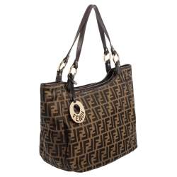 Pre Owned Fendi Tobacco Zucca Canvas and Leather Chef Shopper Tote