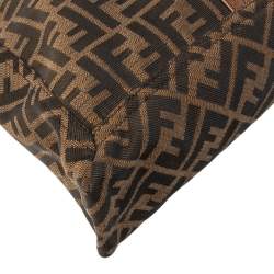 Pre Owned Fendi Tobacco Zucca Canvas And Leather Maxi Baguette Flap Bag