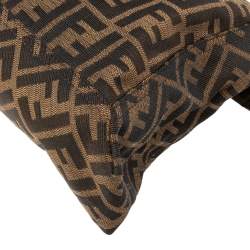 Pre Owned Fendi Tobacco Zucca Canvas And Leather Maxi Baguette Flap Bag