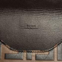 Pre Owned Fendi Brown Zucca Leather F Maya Envelope Pouch