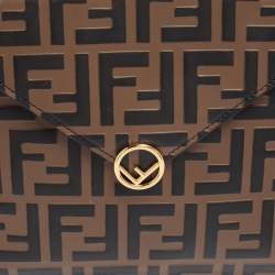 Pre Owned Fendi Brown Zucca Leather F Maya Envelope Pouch