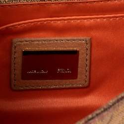 Pre Owned Fendi Gold/Pink Zucca Lurex Fabric Mia Pochette Bag