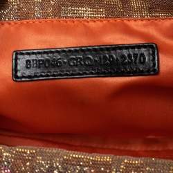 Pre Owned Fendi Gold/Pink Zucca Lurex Fabric Mia Pochette Bag