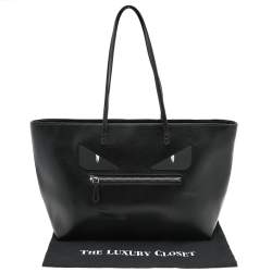 Pre Owned Fendi Black Leather Monster Roll Tote