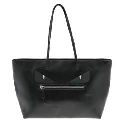 Pre Owned Fendi Black Leather Monster Roll Tote