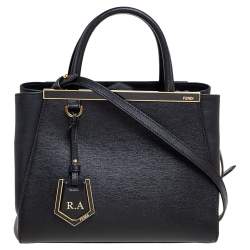 Pre Owned Fendi Black Leather Small 2Jours Tote