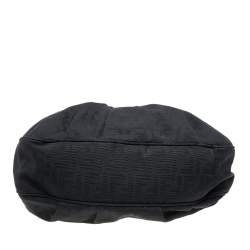 Pre Owned Fendi Black Zucca Canvas Mia Hobo