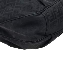 Pre Owned Fendi Black Zucca Canvas Mia Hobo