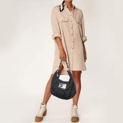 Pre Owned Fendi Black Zucca Canvas Mia Hobo