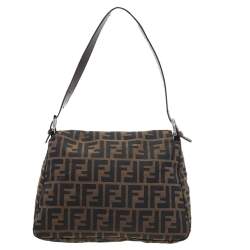 Pre Owned Fendi Brown Tobacco Zucca Mama Baguette