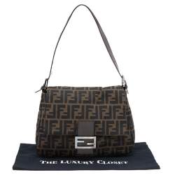 Pre Owned Fendi Brown Tobacco Zucca Mama Baguette