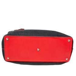 Pre Owned حقيبة يد توتس فندي 2 جورز جلد ودنيم أزرق داكن/أحمر متوسطة