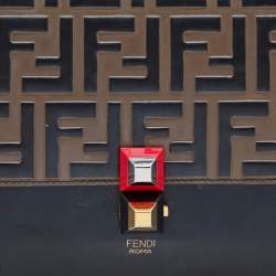 مملوكة مسبقًا حقيبة فندي كان آي جلد منقوش زوكا توباكو/أسود يد علوية صغيرة