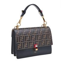 مملوكة مسبقًا حقيبة فندي كان آي جلد منقوش زوكا توباكو/أسود يد علوية صغيرة