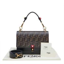 مملوكة مسبقًا حقيبة فندي كان آي جلد منقوش زوكا توباكو/أسود يد علوية صغيرة