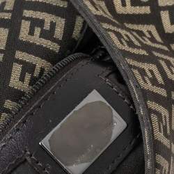 Pre Owned Fendi Brown/Beige Zucchino Canvas and Leather Mama Forever Baguette Bag