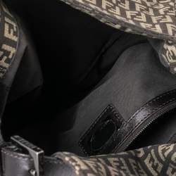 Pre Owned Fendi Brown/Beige Zucchino Canvas and Leather Mama Forever Baguette Bag