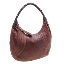 Pre Owned Fendi Brown Leather Braided Handle Spy Hobo