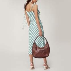Pre Owned Fendi Brown Leather Braided Handle Spy Hobo