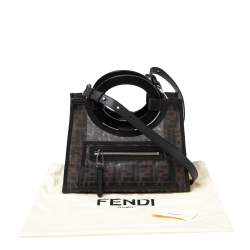 Pre Owned Fendi Tobacco Zucca Mesh and Leather Small Runaway Shopper Tote