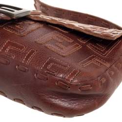 Pre Owned حقيبة كتف فندي باغيت أف أف جلد بني 