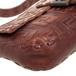 Pre Owned حقيبة كتف فندي باغيت أف أف جلد بني 