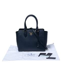 Pre Owned Prada Navy Blue Saffiano Lux Leather Tote