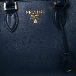 Pre Owned Prada Navy Blue Saffiano Lux Leather Tote