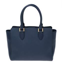 Pre Owned Prada Navy Blue Saffiano Lux Leather Tote