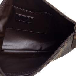 Pre Owned Fendi Tobacco Zucca Coated Canvas Flat Zip Pouch