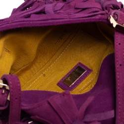Fendi Purple Suede Fringe Baguette Bag