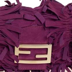Fendi Purple Suede Fringe Baguette Bag